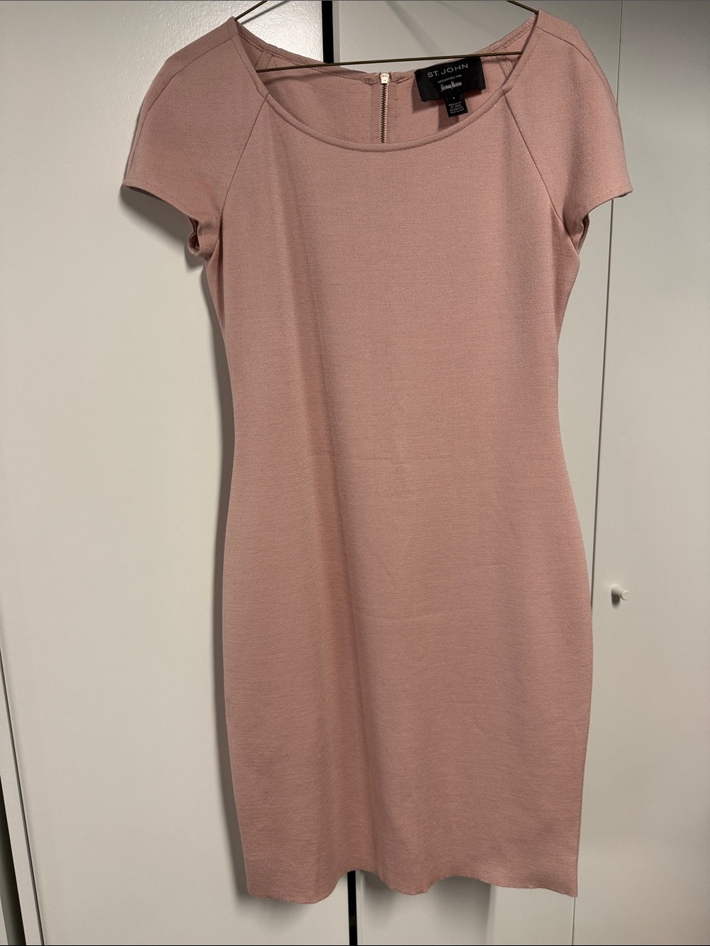 St. John Blush Pink Short-Sleeve Sheath Dress